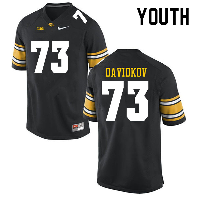 Youth #73 David Davidkov Iowa Hawkeyes College Football Jerseys Sale-Black